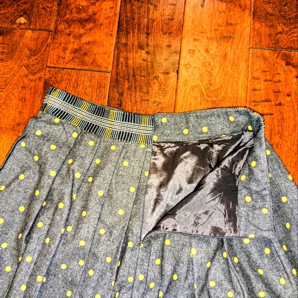 NWT Anthropologie Plenty By Tracy Reese Skirt Women's 12 Gray Polka Dot Pockets - Picture 7 of 10